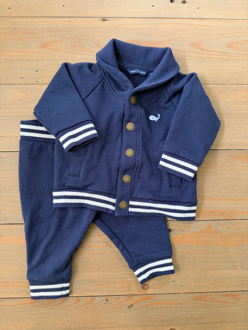 Janie and Jack Infant Navy Whale Jacket & Pants Set - 3-6 Months